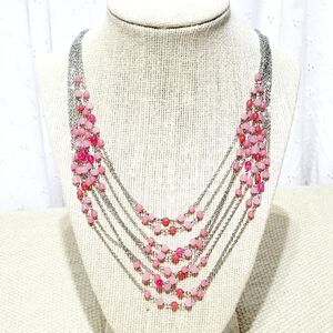 Talbots Pink & Rose Quartz Beaded Multi-Strand Necklace